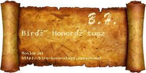 Biró Honorátusz névjegykártya